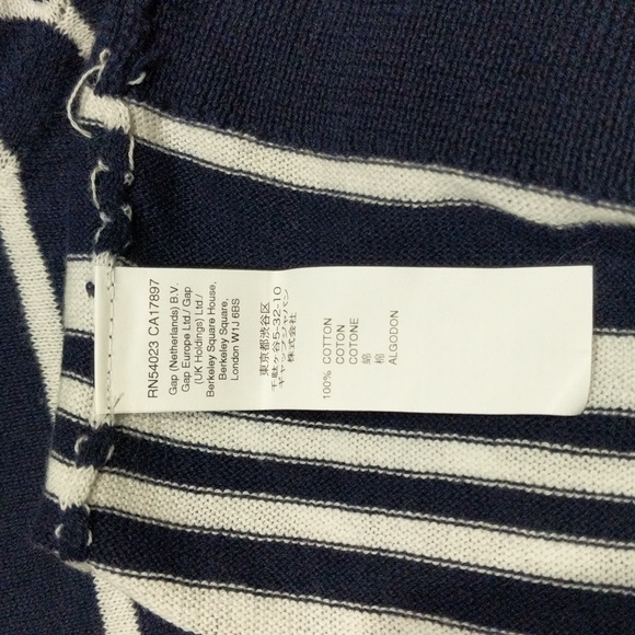 BRAND NEW GAP Women's 3/4 sleeve, Navy and White Striped Cardigan - Picture 4 of 4